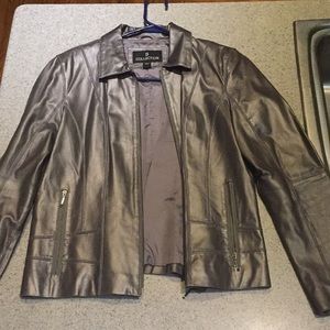 Genuine leather jacket gray/silver